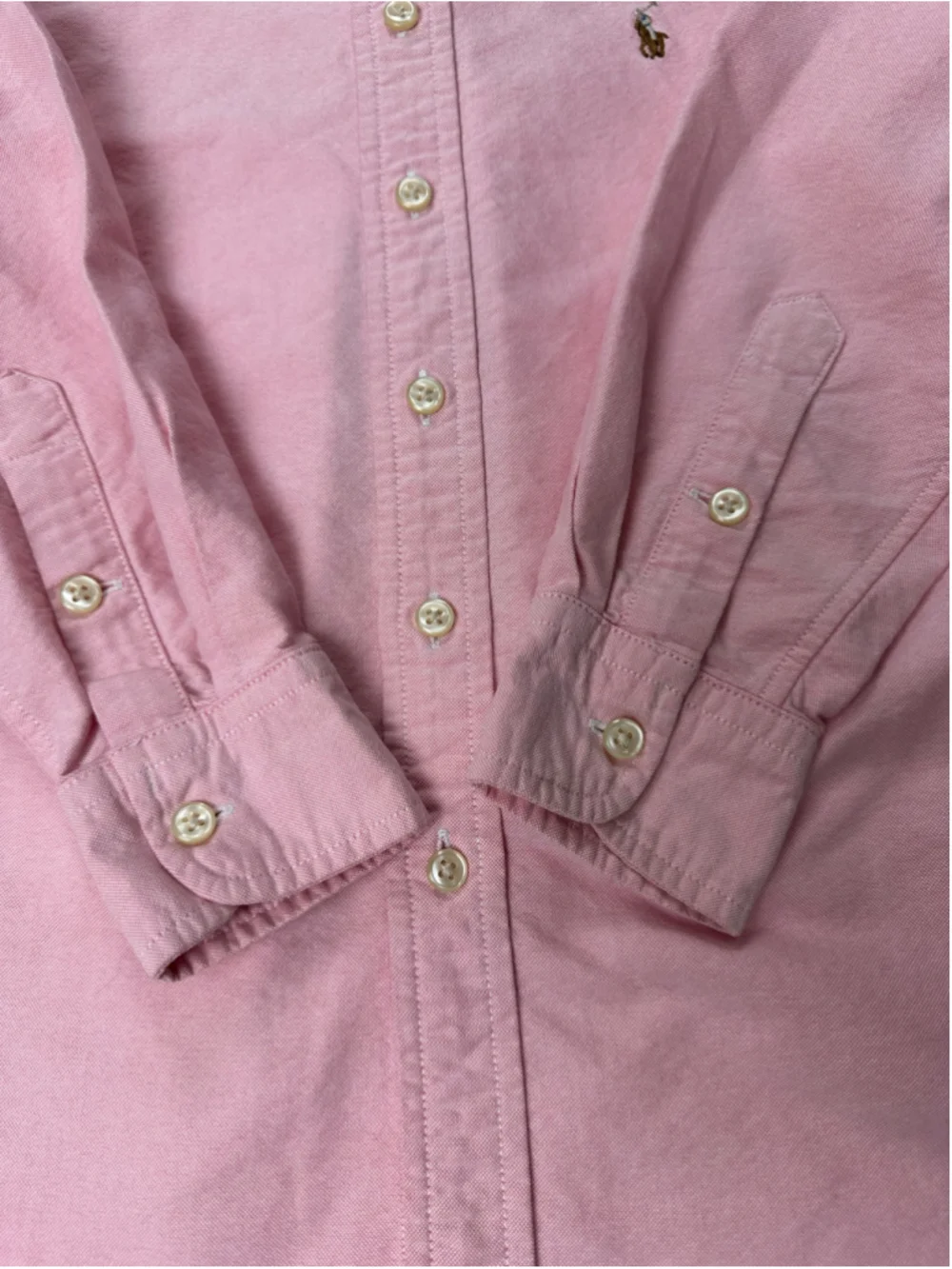 Ralph Lauren Boys Size 8 Pink Oxford Shirt Multicolor Pony Long Sleeve Preppy